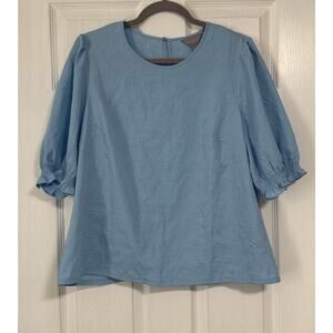 Ted Baker Women's Blue Floral Textured Smocked Top Size Large